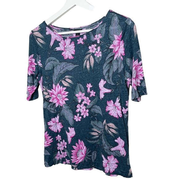 Ann Taylor Green Linen Floral Blouse Small Garden Casual Work Spring Summe - Picture 4 of 13